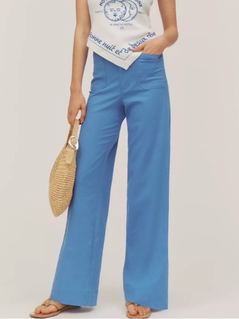 Maeve Collete Anthropologie Wide-Leg Pants in Corn Flower Blue Size 25